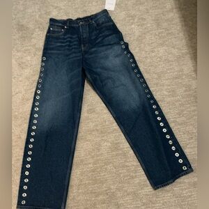 Off-White Eyelet Loose Jeans Grommet Denim NWT Size 30x32